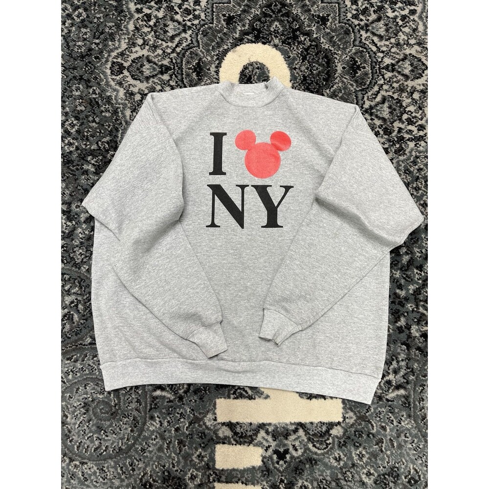 VINTAGE DISNEY I LOVE NEW YORK SWEAT SHIRT SIZE LARGE GRAY